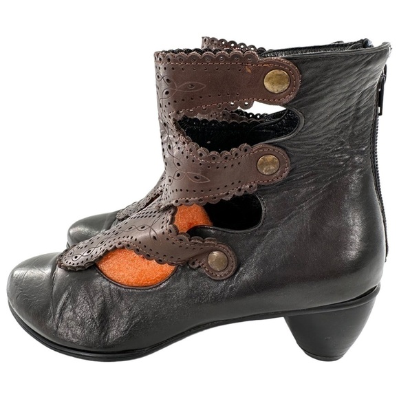 Anthropologie Everybody Chiseled Doily 41 
Black Brown leather Filigree Boots - Picture 5 of 12